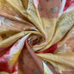 Peach Along With Pink Yellow Tye Dye Patchwork And Thread Embroidery With Sequin Work On Cotton Fabric