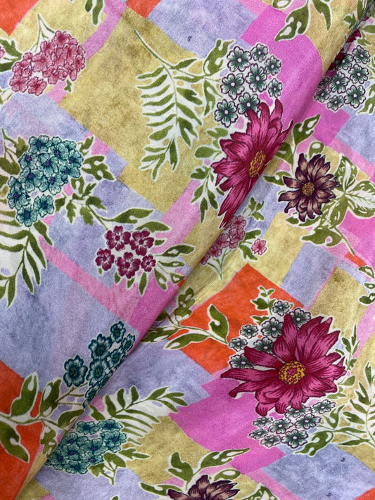 Beautiful Pretty Colorful Floral Print On Crepe Fabric