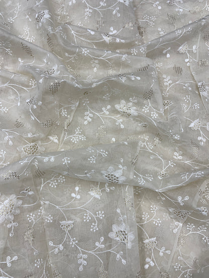 Radiating Exquisite Thread Embroidery With Sequence Work On Chanderi Silk Fabric