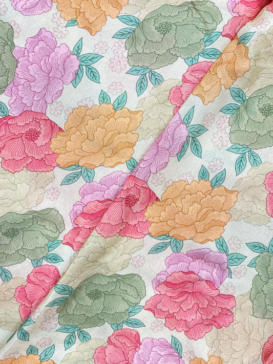 Beautiful Adorable Multicolor Floral Print On Crepe Tissue Fabric
