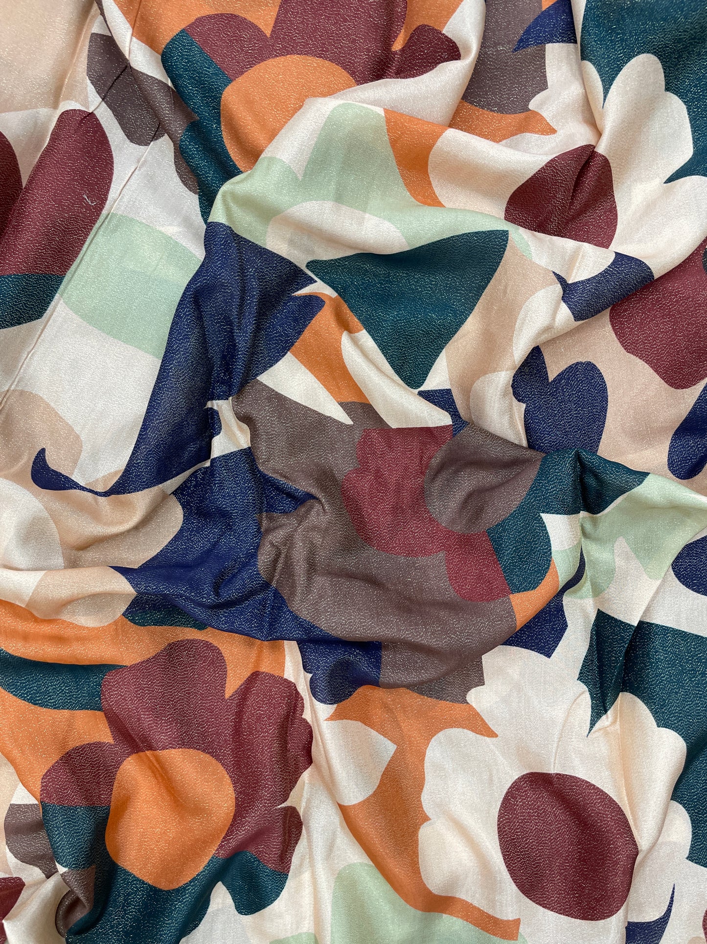 Unique Superb Abstract Multicolor Print On Crepe Tissue Fabric