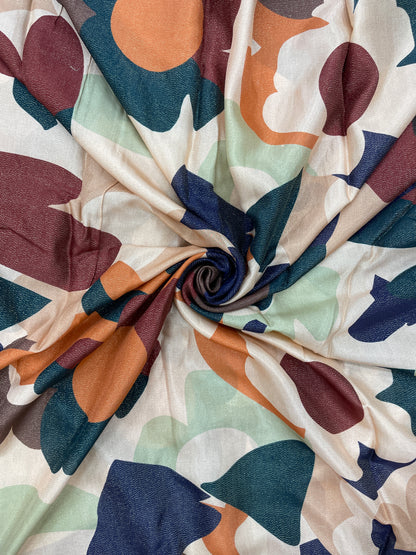 Unique Superb Abstract Multicolor Print On Crepe Tissue Fabric