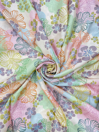 Elegant Adorable All Over Floral Print On Crepe Tissue Fabric