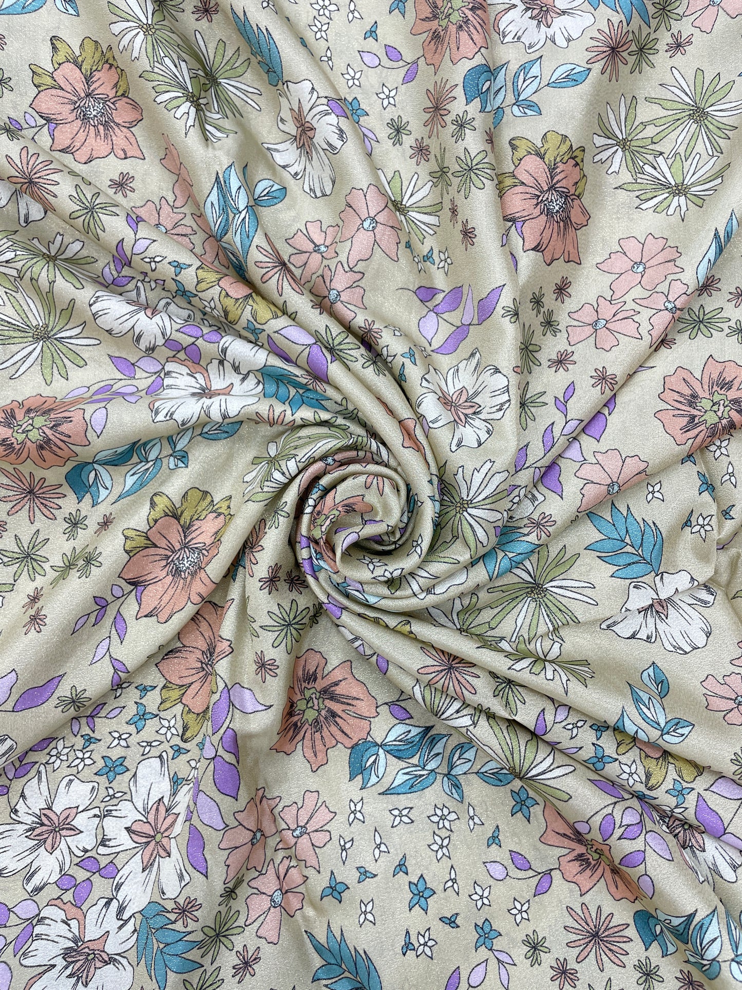 Attractive Exquisite All Over Dainty Floral Print On Crepe Tissue Fabric