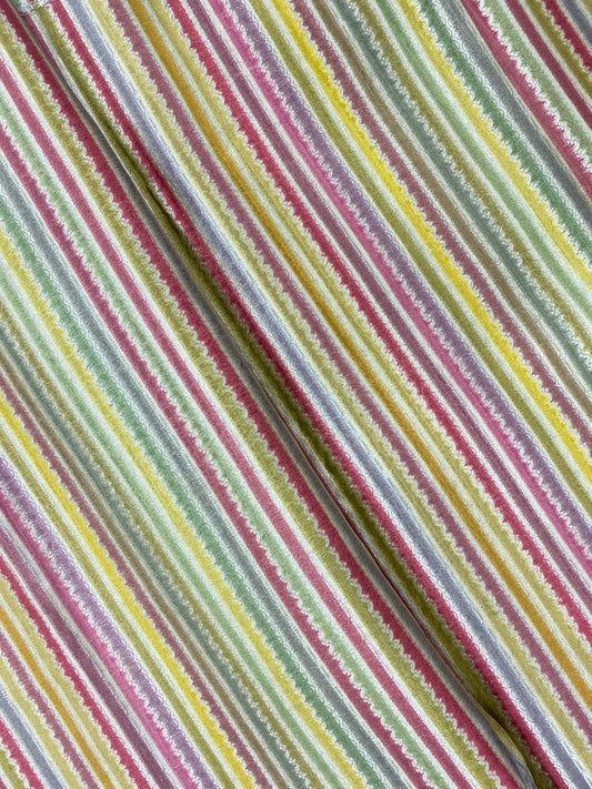 Beautiful Eye Catching Dark Colored Stripes All Over Chiniya Silk Fabric