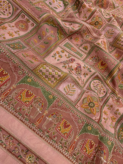 Dola Silk Print With Embroidery [54 inch]