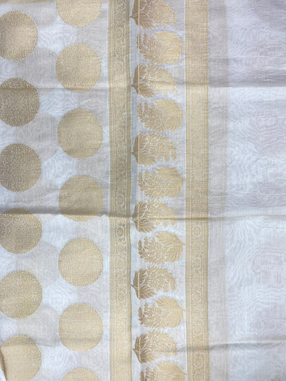 Marvelous Superb Golden Zari Ethnic Weaving On Dyeable Banarasi Chanderi Jacquard Dupatta