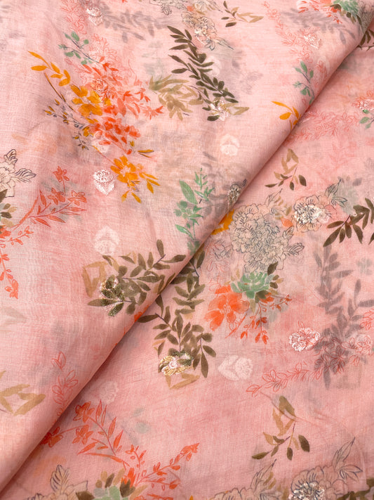 Chanderi Print with Embroidery (44”inch)