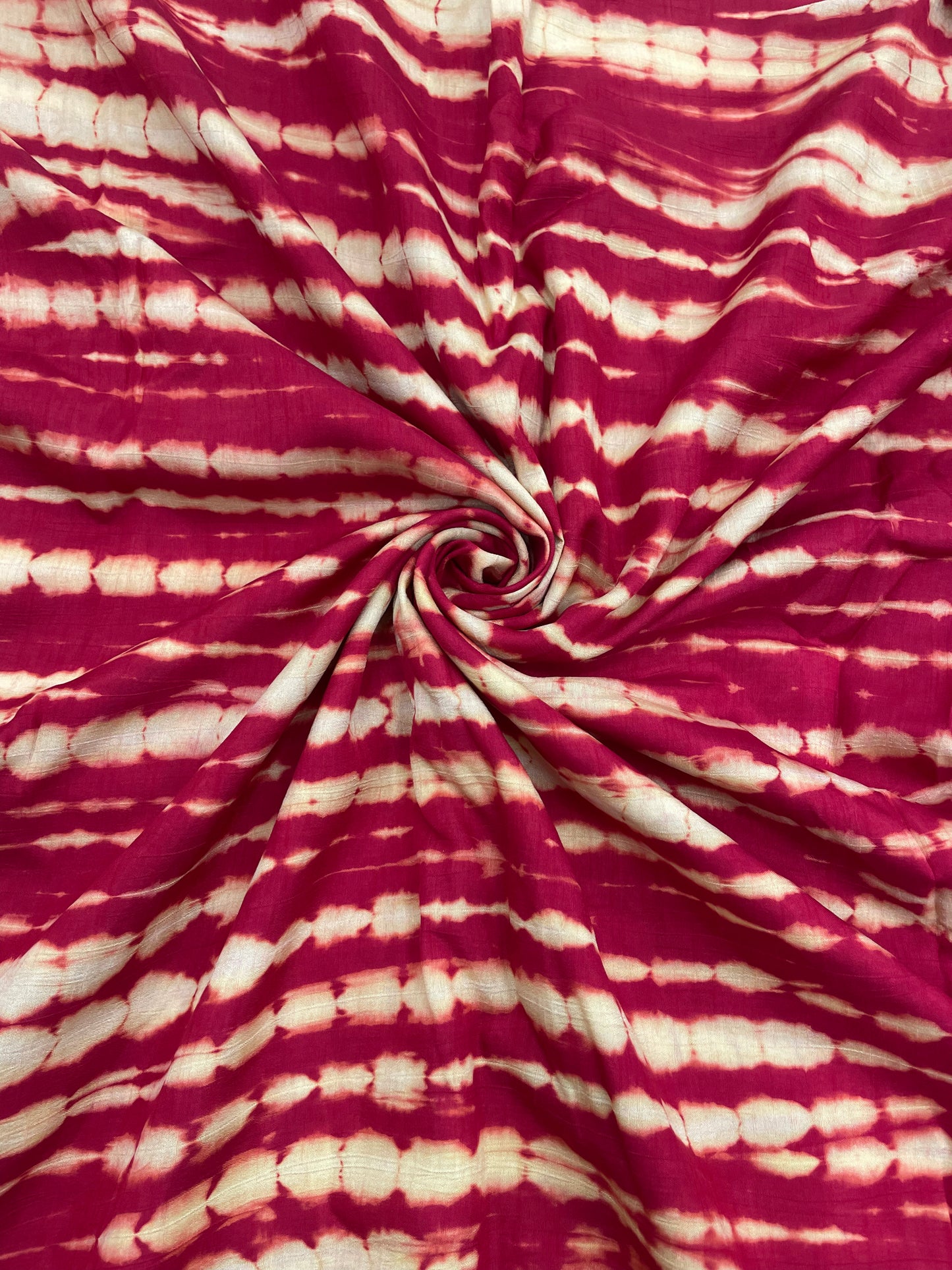 Classic Unique Black-White Shibori Print All Over Mysore Raw Silk Fabric