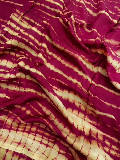 Classic Unique Black-White Shibori Print All Over Mysore Raw Silk Fabric