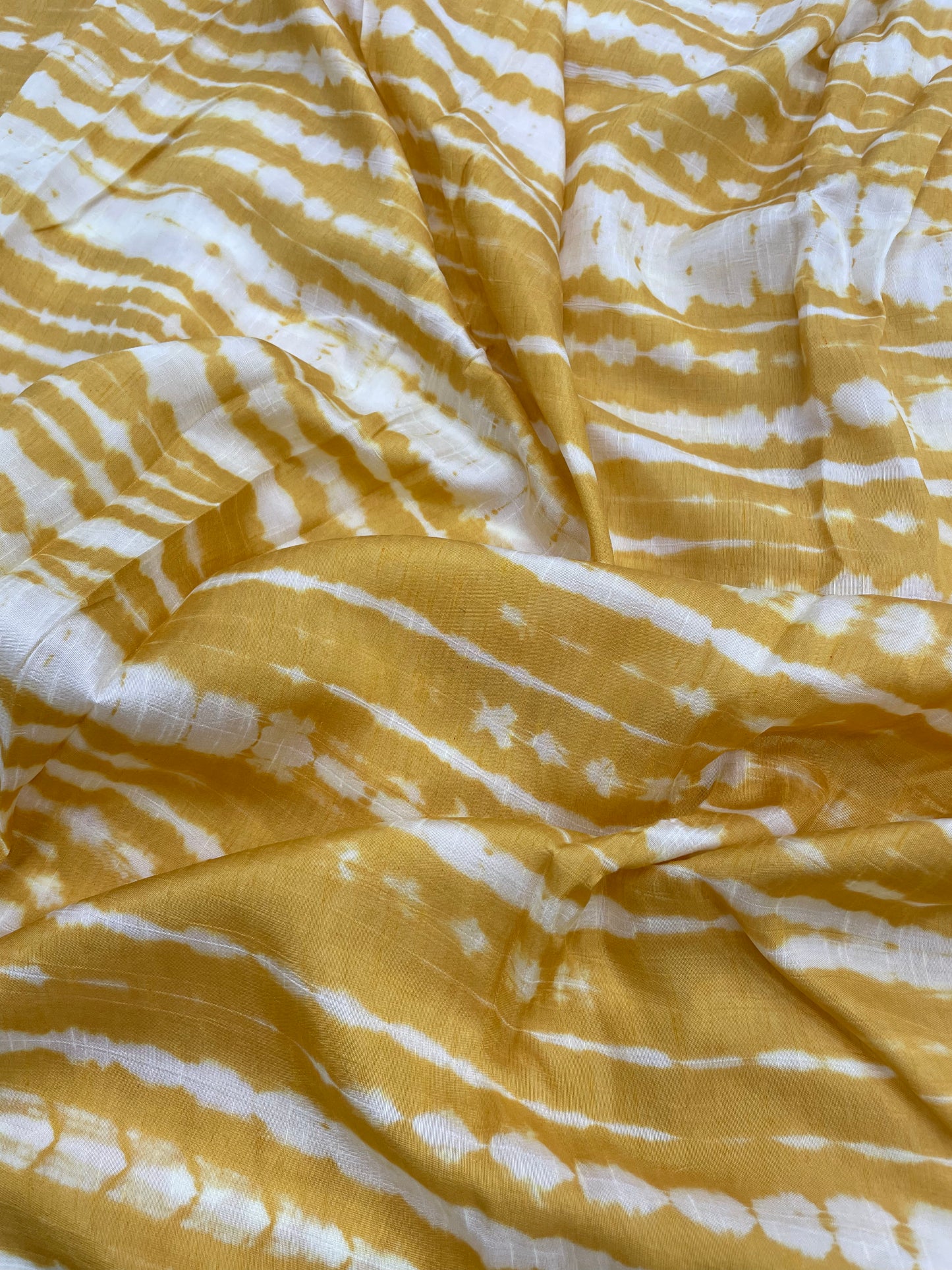 Classic Unique Black-White Shibori Print All Over Mysore Raw Silk Fabric