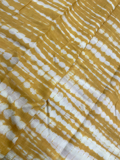 Classic Unique Black-White Shibori Print All Over Mysore Raw Silk Fabric