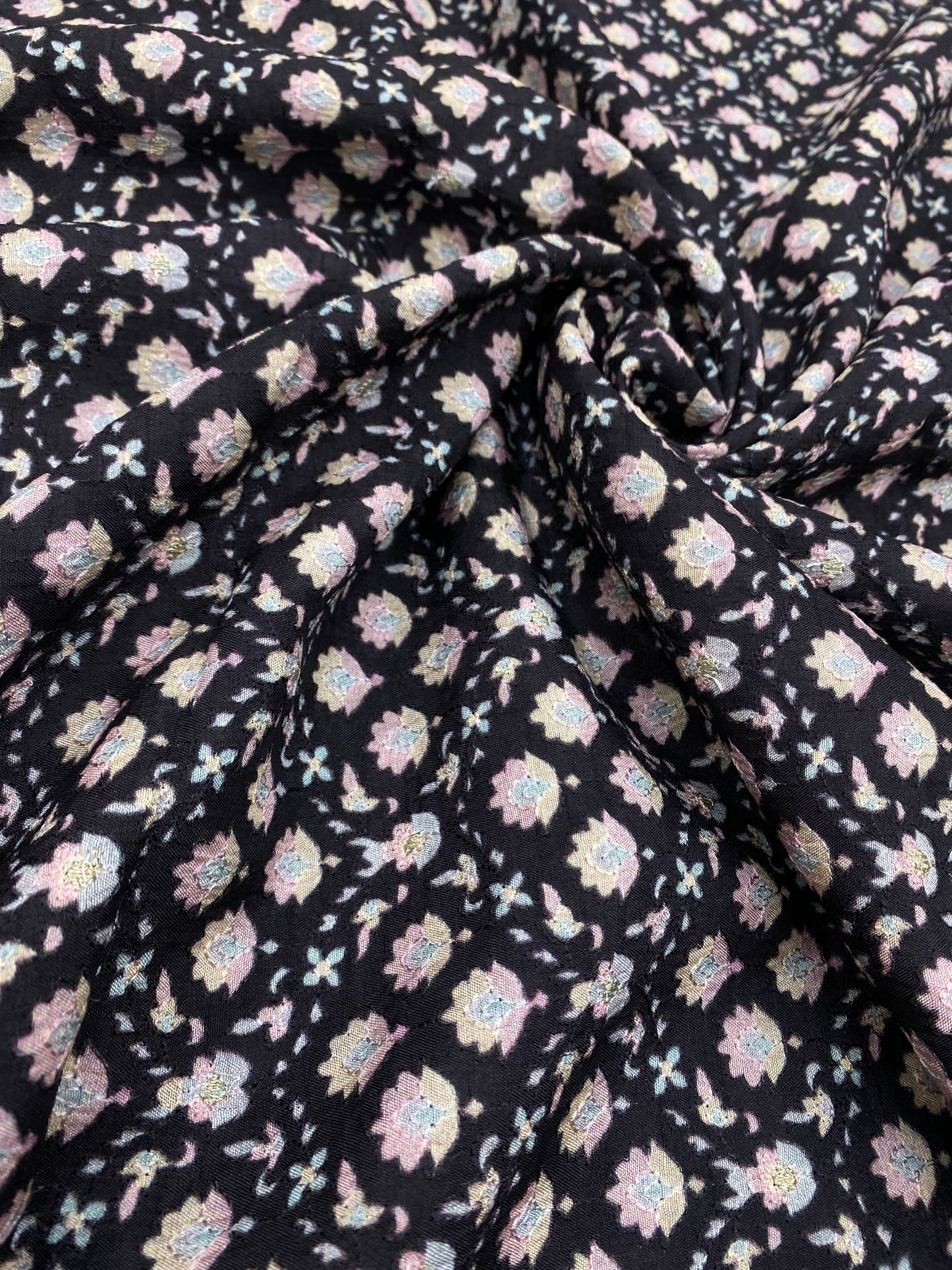 Dola Silk Position Print With Embroidery (Colours Available) 44"Inch