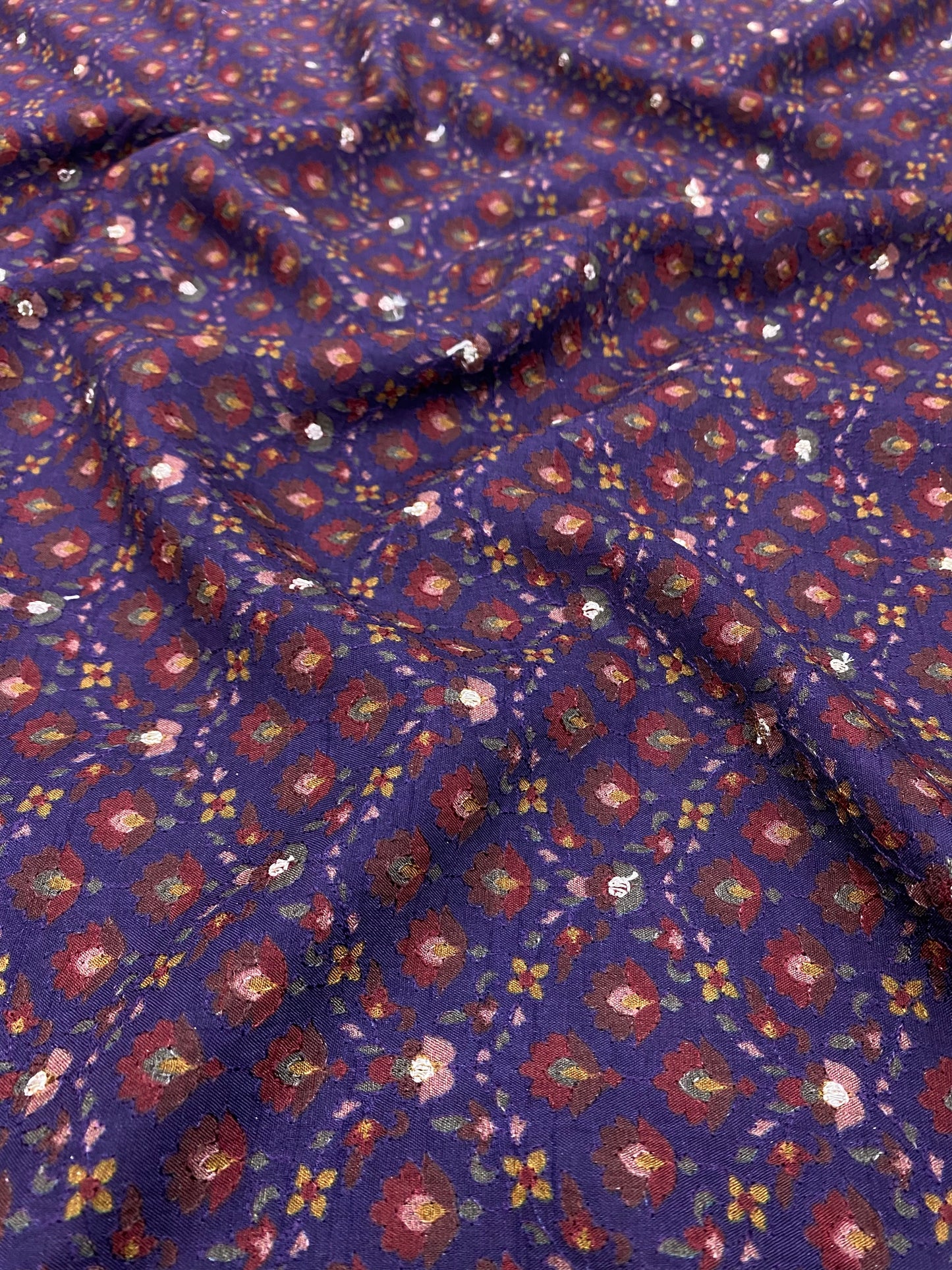 Dola Silk Position Print With Embroidery (Colours Available) 44"Inch
