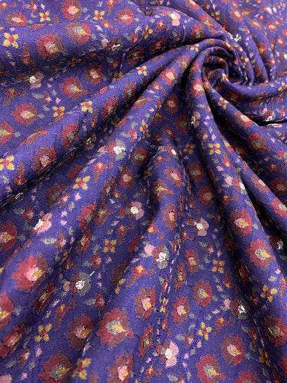 Dola Silk Position Print With Embroidery (Colours Available) 44"Inch