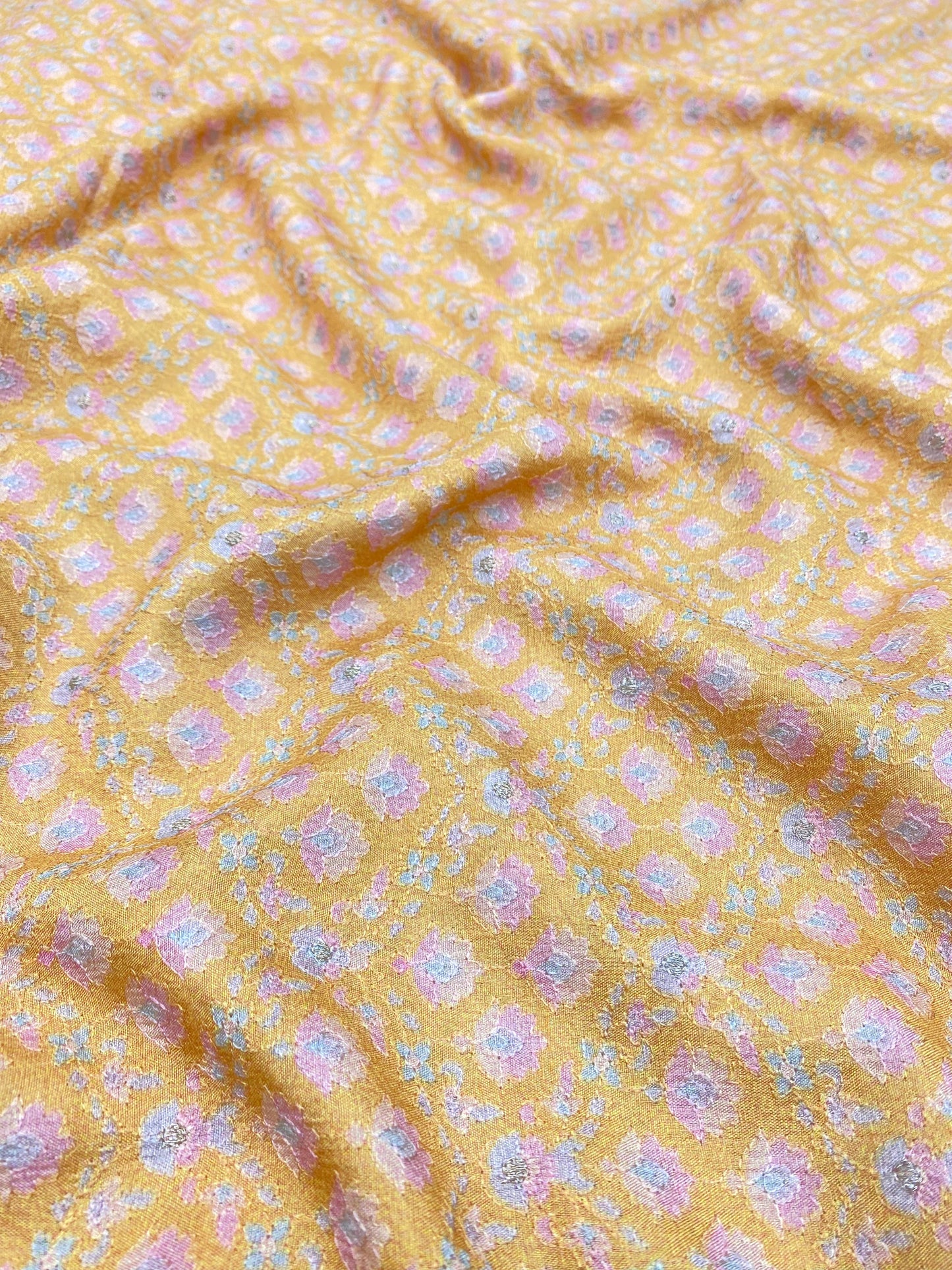 Dola Silk Position Print With Embroidery (Colours Available) 44"Inch