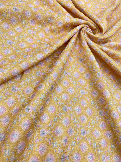 Dola Silk Position Print With Embroidery (Colours Available) 44"Inch