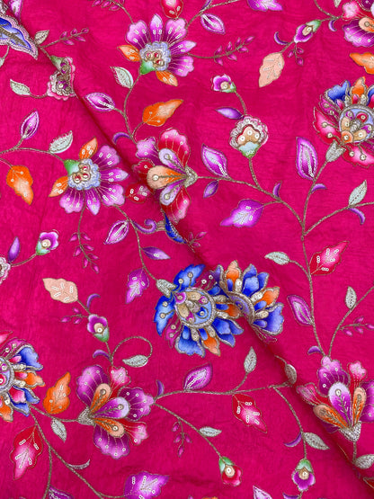 Dola Silk Position Print With Embroidery (colours Available) 44"Inch