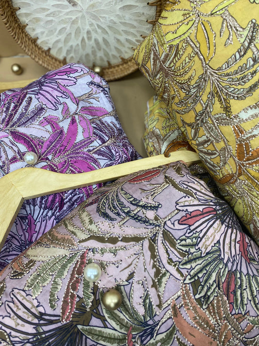 Absolute Gorgeous Banyan Tree Thread Embroidery With Premium Zari Work Dola Silk Fabric