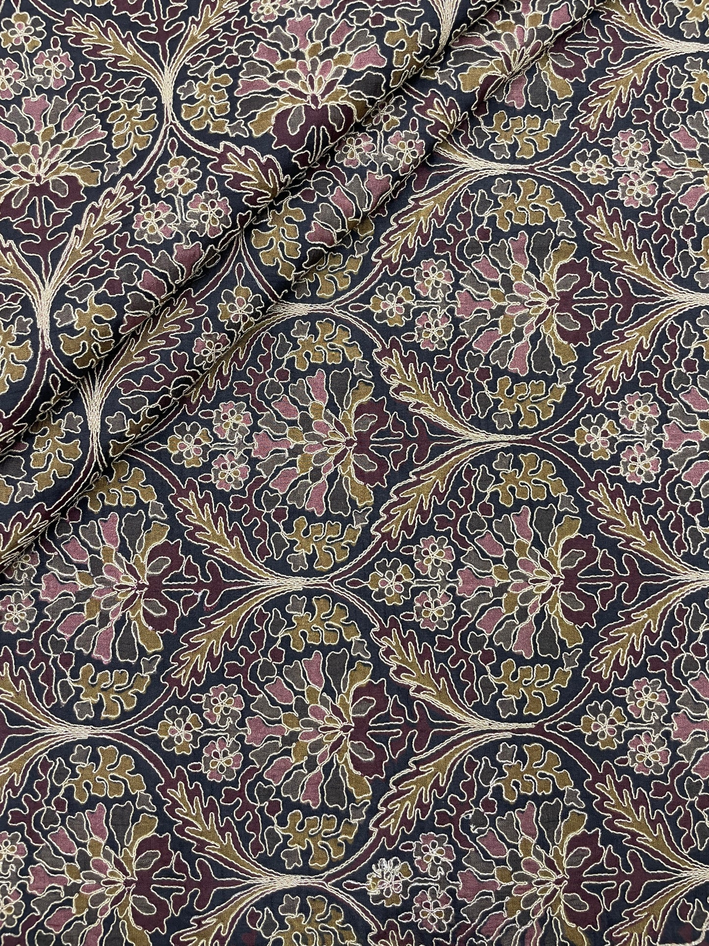 Dola Silk Position Print Embroidery (Colours Available) 44"Inch