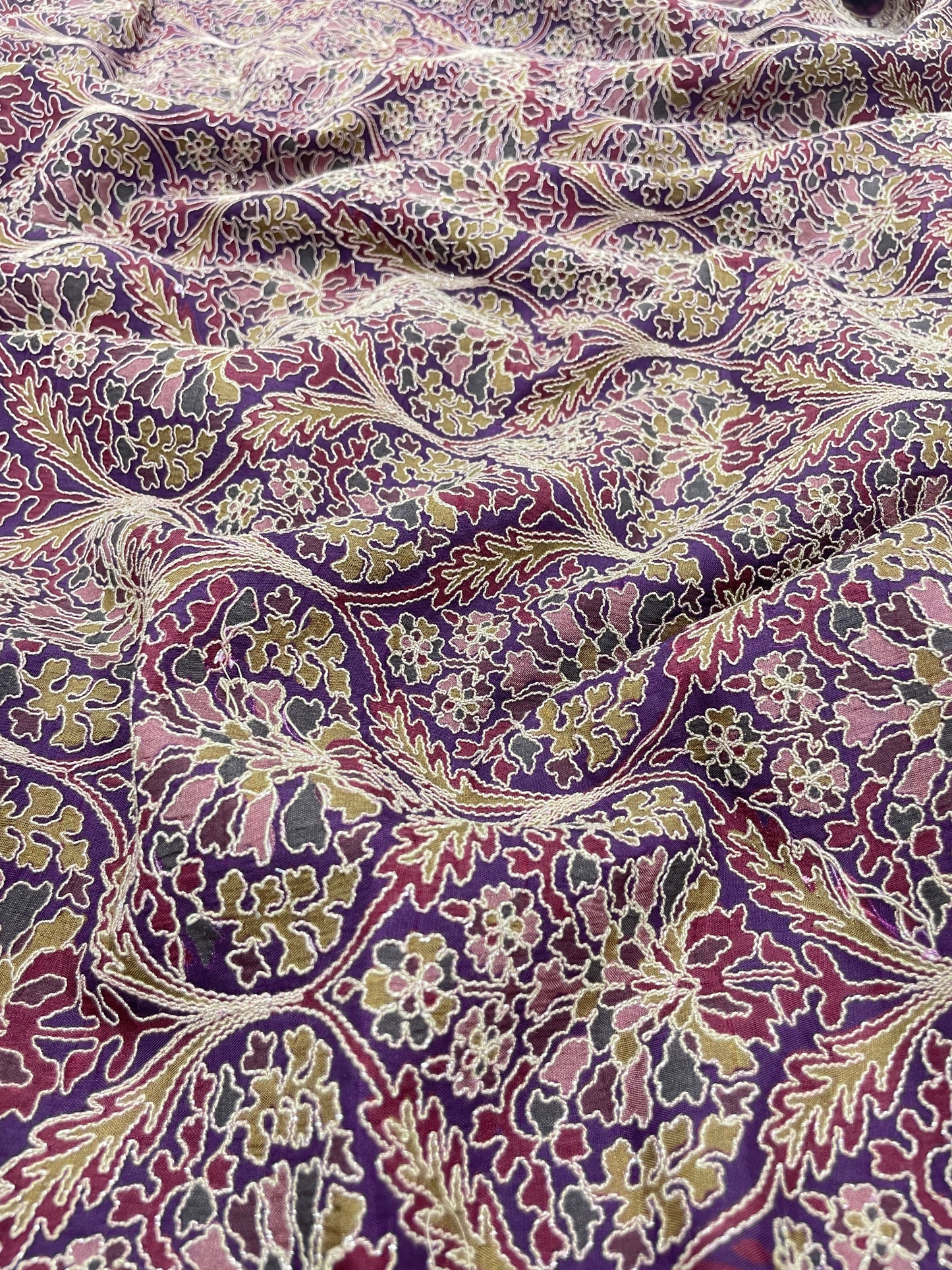 Dola Silk Position Print Embroidery (Colours Available) 44"Inch