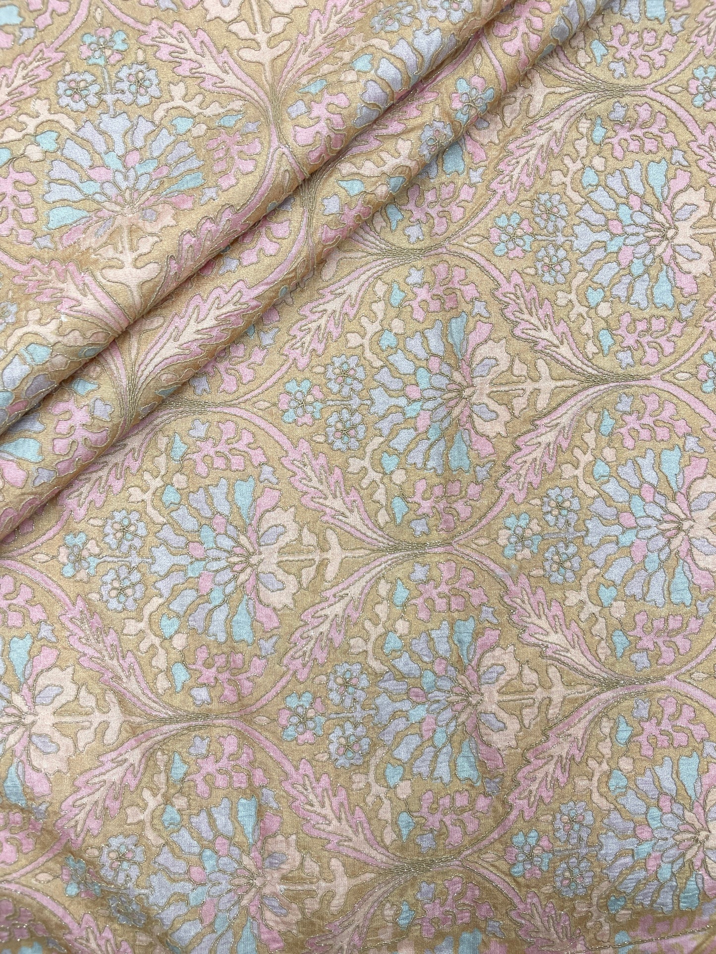 Dola Silk Position Print Embroidery (Colours Available) 44"Inch