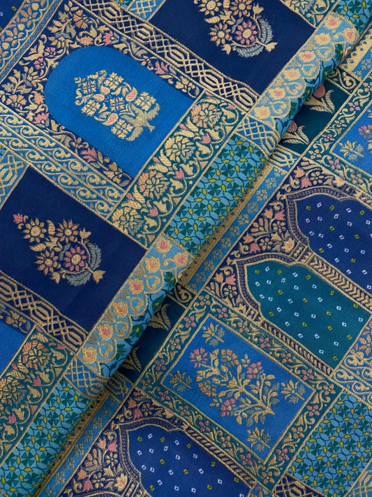 Exclusive Luxurious Vibrant Ethnic Jacquard Weaving On Dola Silk Fabric
