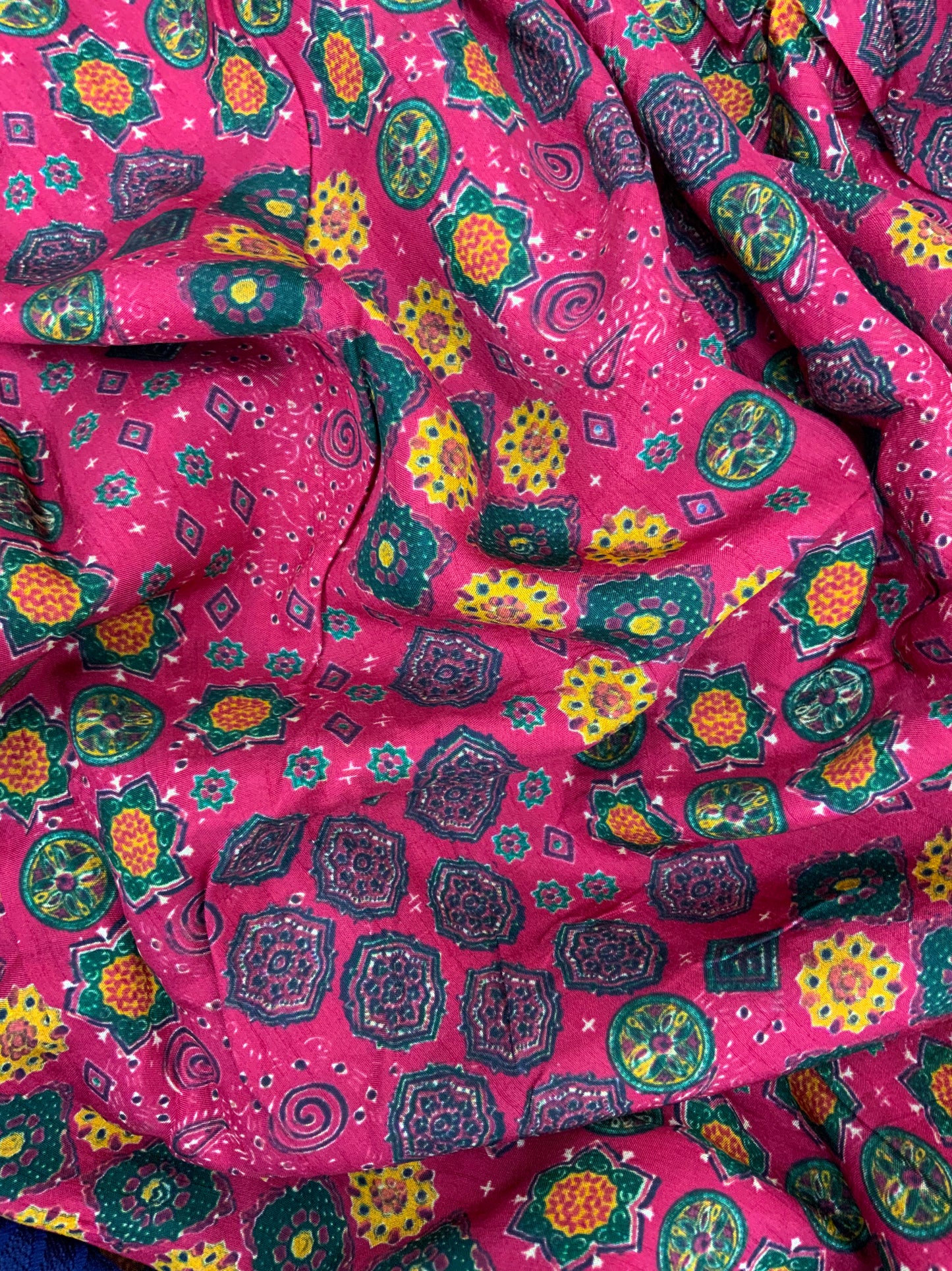 Beautiful Elegant Traditional Floral Prints On Pink Colored Dola Silk Fabric