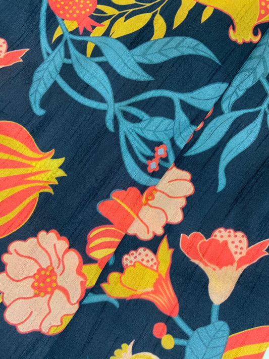 Magnificent Gorgeous Colorful Floral Print All Over Dola Silk Fabric