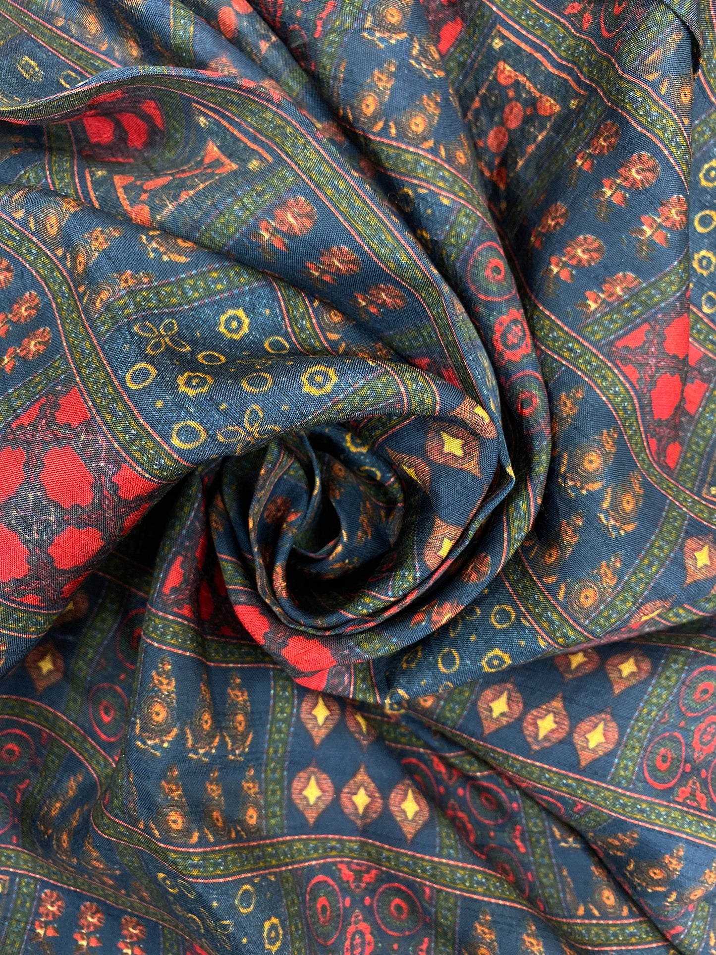 Luxurious Beautiful Traditional Block Digital Print On Dola Silk Fabric