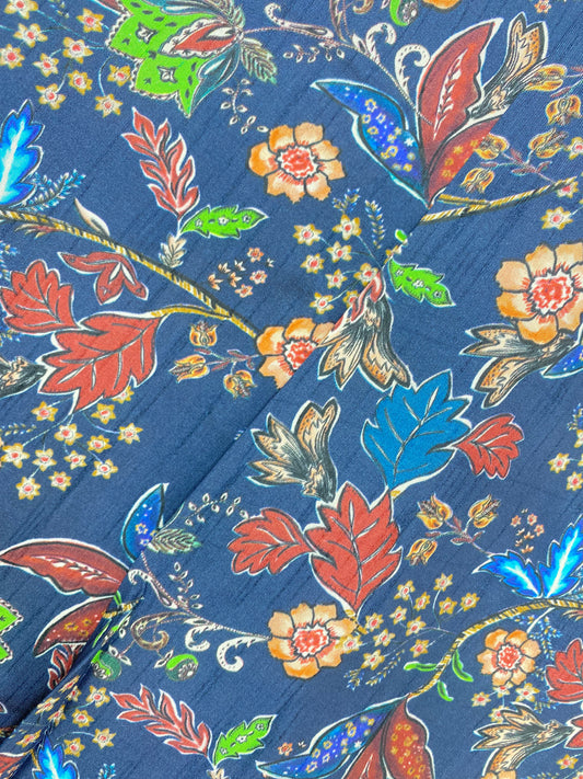 Stunning Gracious Colorful Floral Print On Top Notch Dola Silk Fabric