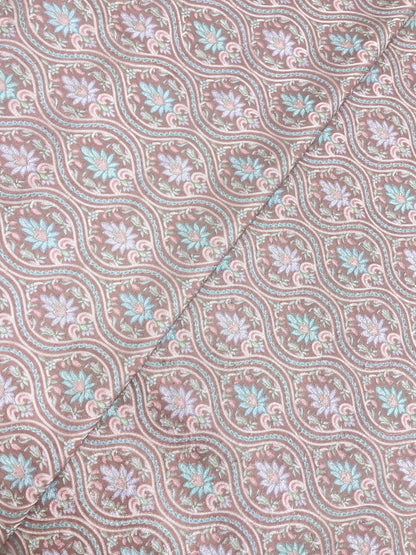 Adorable Pleasant Traditional Floral Pastel Thread Embroidery With Position Print On Dupion Silk Fabric