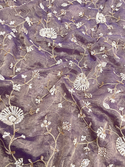 Crush Tissue Embroidery With Beads