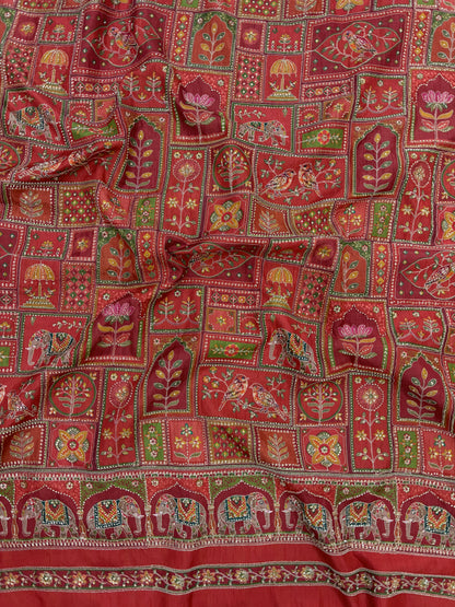 Dola Silk Print With Embroidery [54 inch]