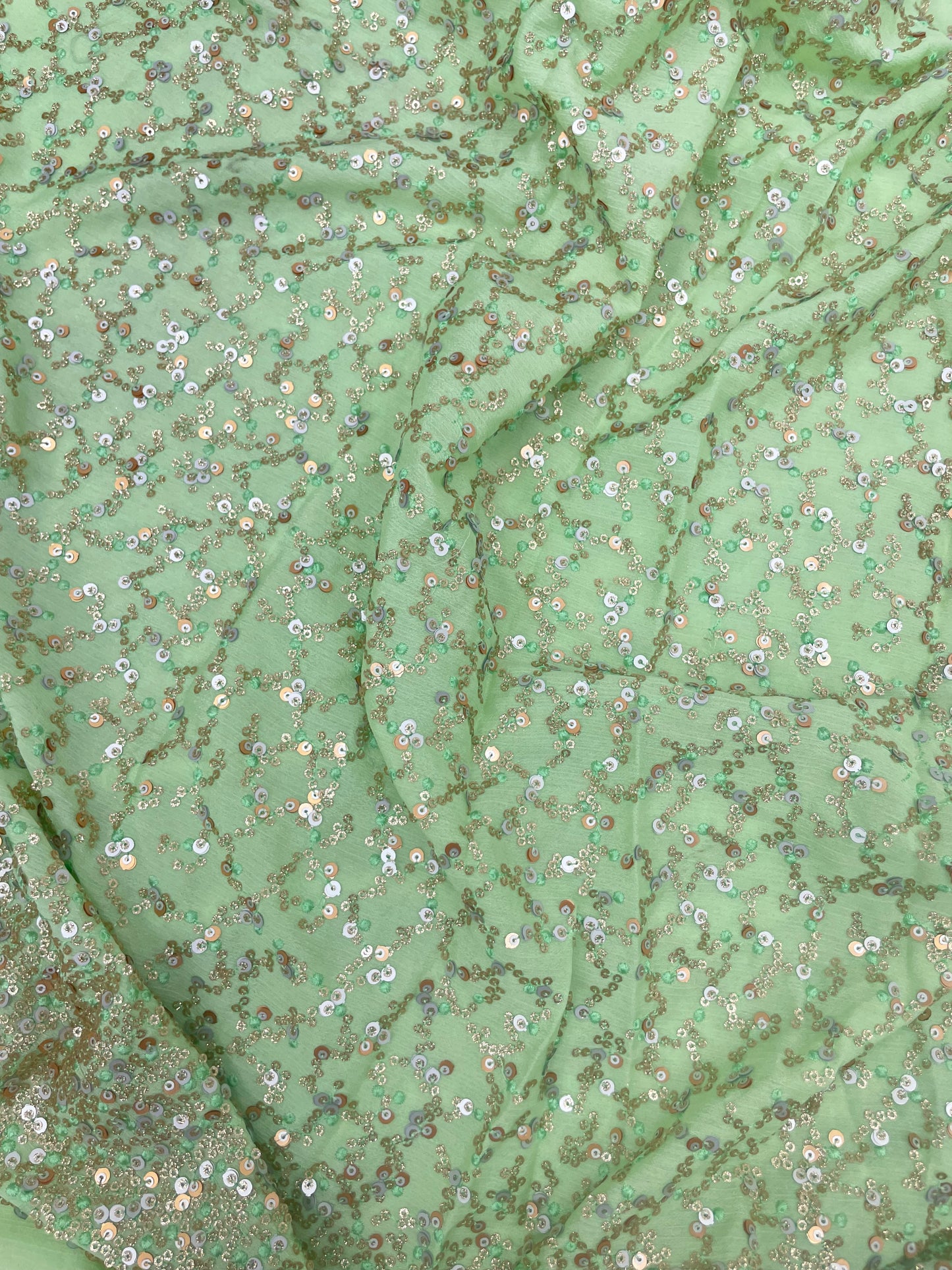 Sparkly Attractive Shiny Sequin Work All Over Chinon Fabric