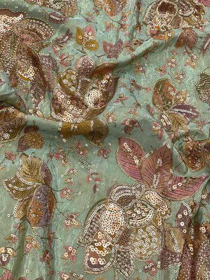 Tissue Position Print With Embroidery (44”inch)