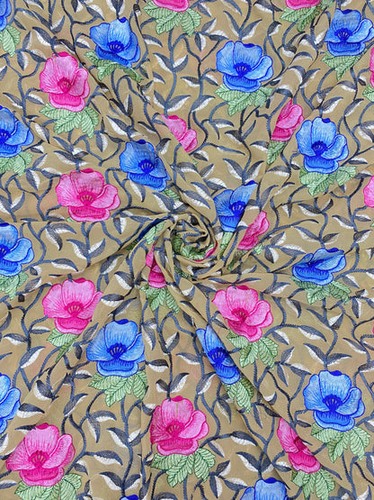 Exclusive Perfect Multi Color Marvelous Floral Thread Embroidery On Georgette Fabric