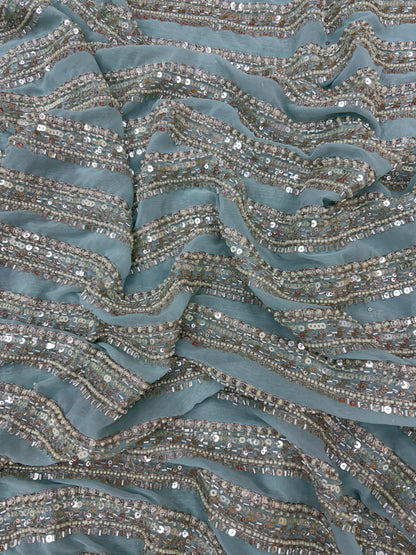 Marvelous Beads And Sequins Work On Georgette Fabric