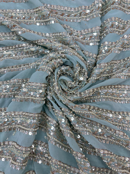 Marvelous Beads And Sequins Work On Georgette Fabric