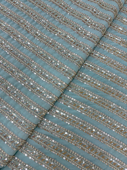 Marvelous Beads And Sequins Work On Georgette Fabric