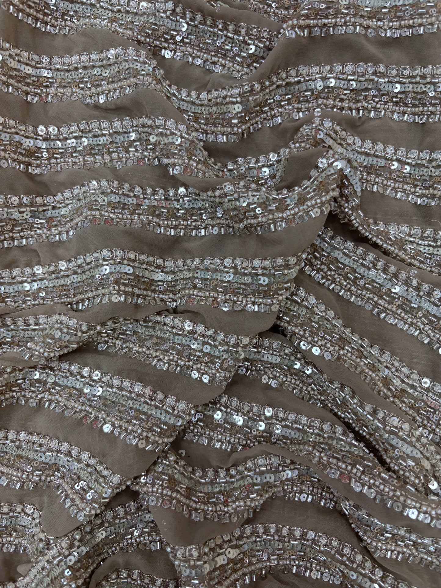 Marvelous Beads And Sequins Work On Georgette Fabric