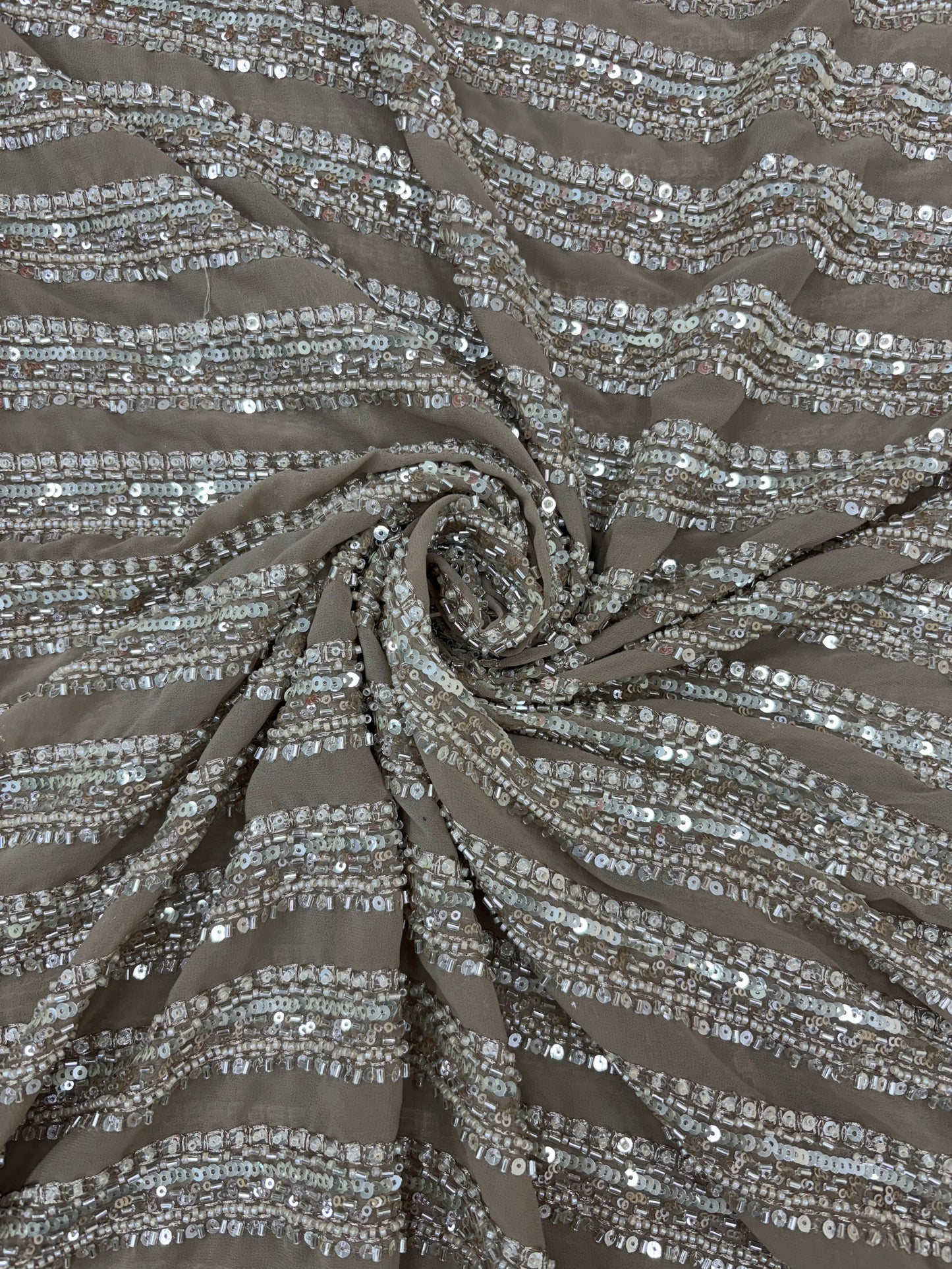 Marvelous Beads And Sequins Work On Georgette Fabric