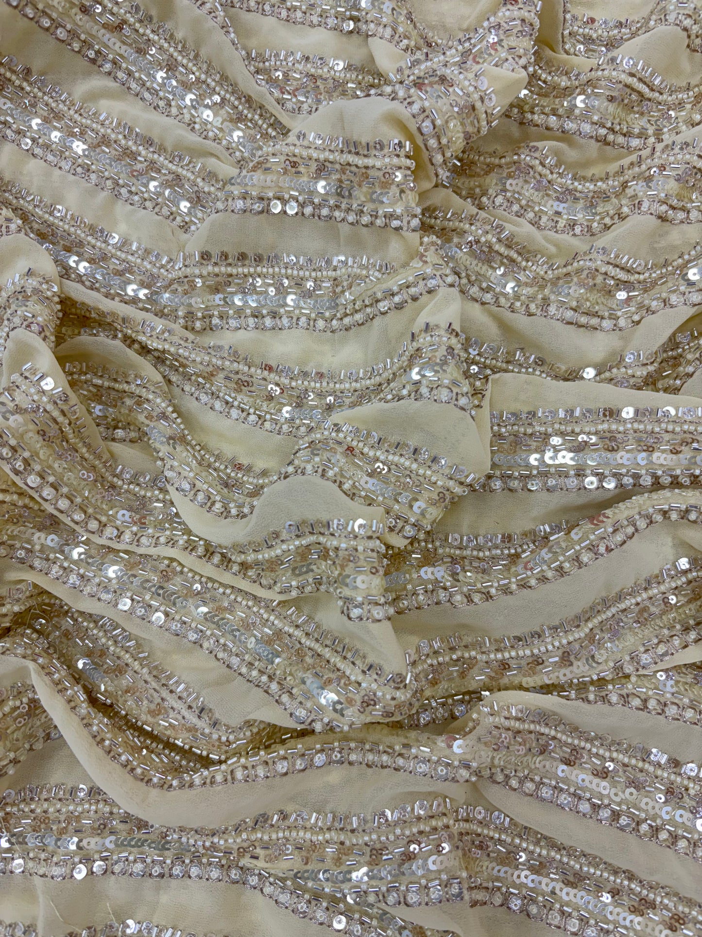 Marvelous Beads And Sequins Work On Georgette Fabric