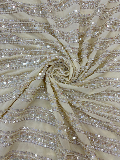 Marvelous Beads And Sequins Work On Georgette Fabric