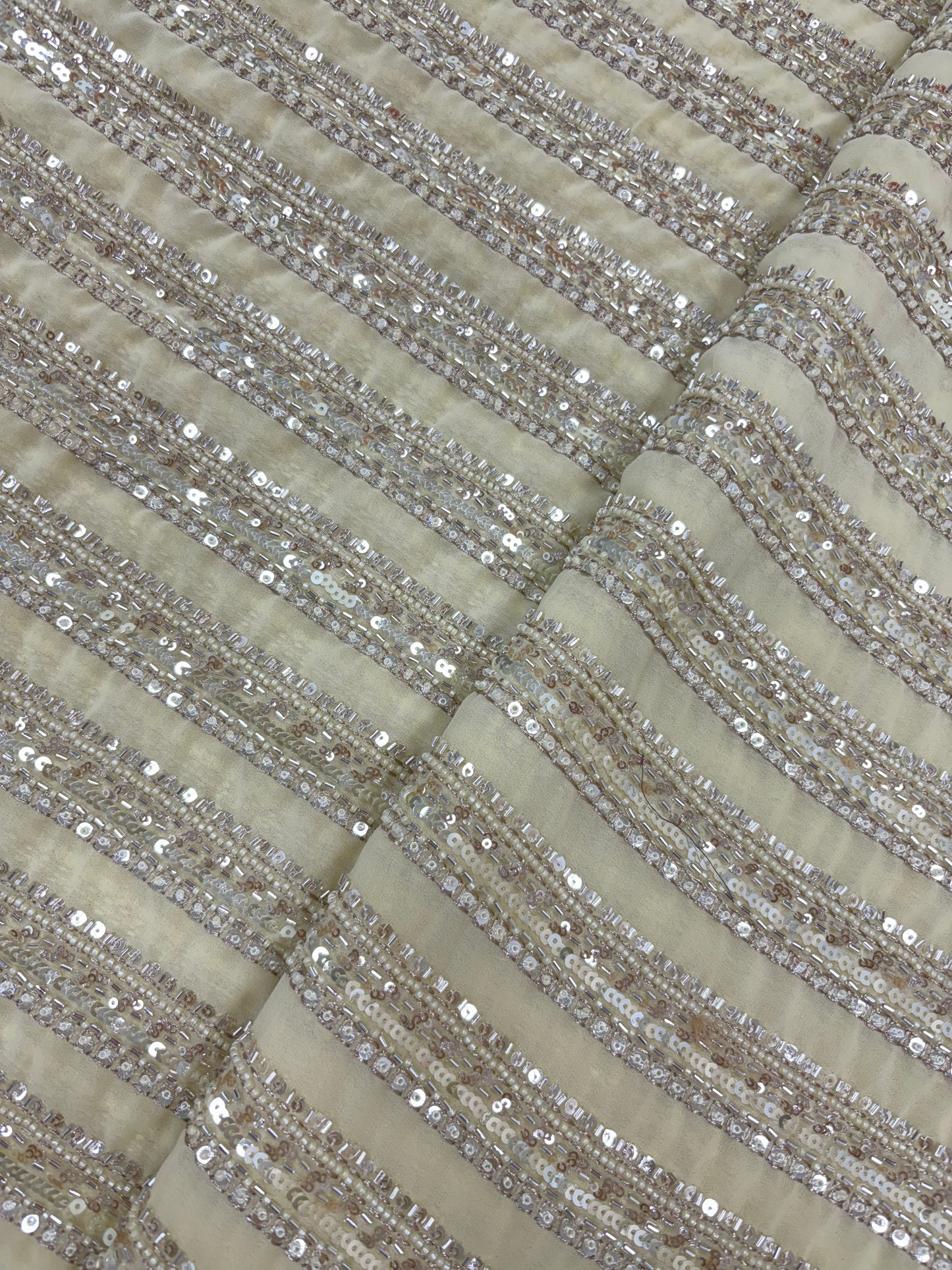 Marvelous Beads And Sequins Work On Georgette Fabric