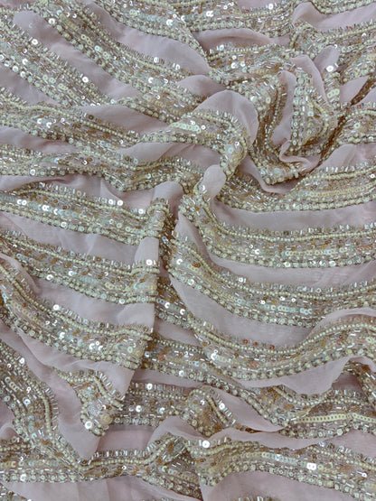 Marvelous Beads And Sequins Work On Georgette Fabric