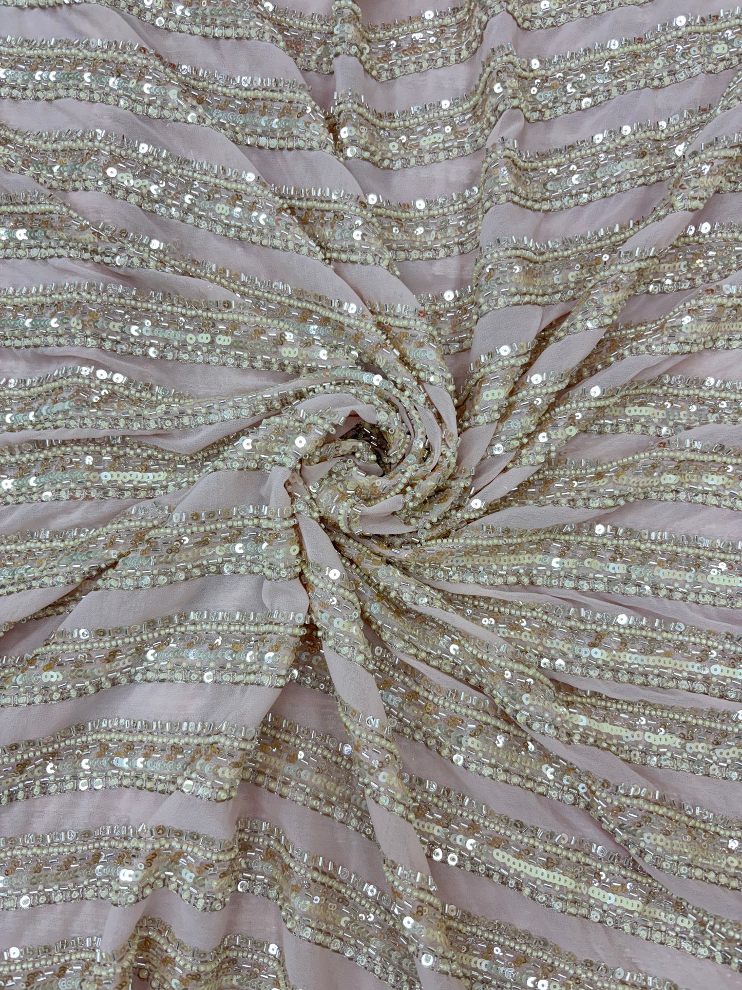 Marvelous Beads And Sequins Work On Georgette Fabric