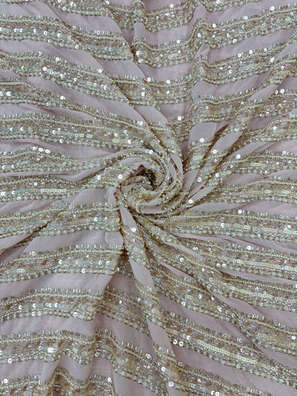 Marvelous Beads And Sequins Work On Georgette Fabric