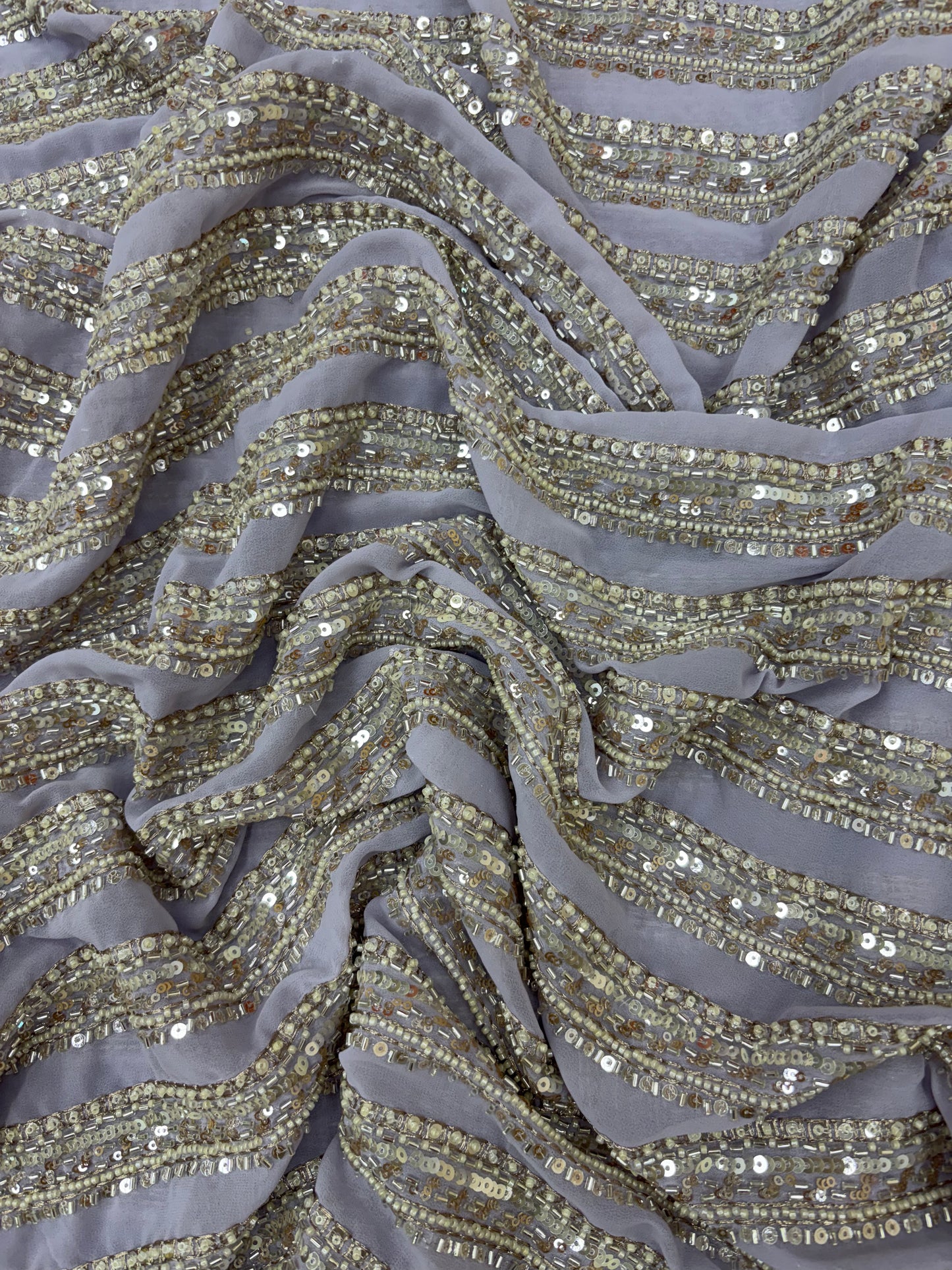 Marvelous Beads And Sequins Work On Georgette Fabric