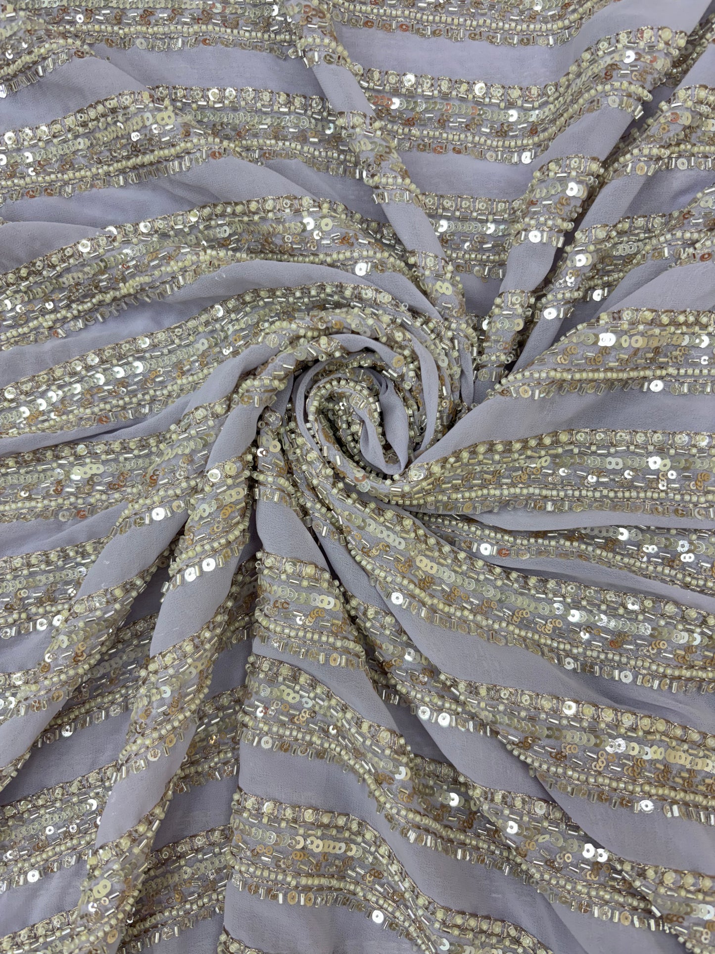 Marvelous Beads And Sequins Work On Georgette Fabric